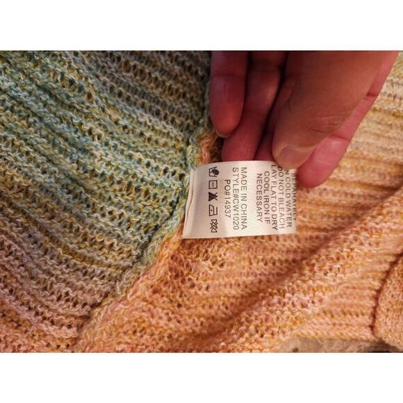 Fate  NWT KNITTED OPEN CARDIGAN- GREEN OMBRE MULTI colored size small - Picture 10 of 10